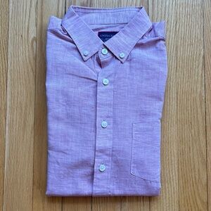 UNTUCKit Men’s Long Sleeve Shirt Cotton Linen Regular Fit Medium Light Red Solid